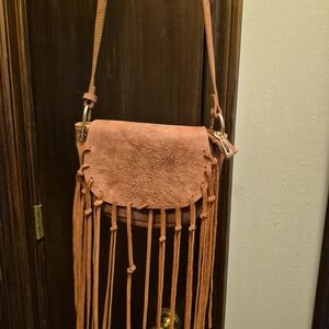 Free People Rust Suede Fringe Crossbody